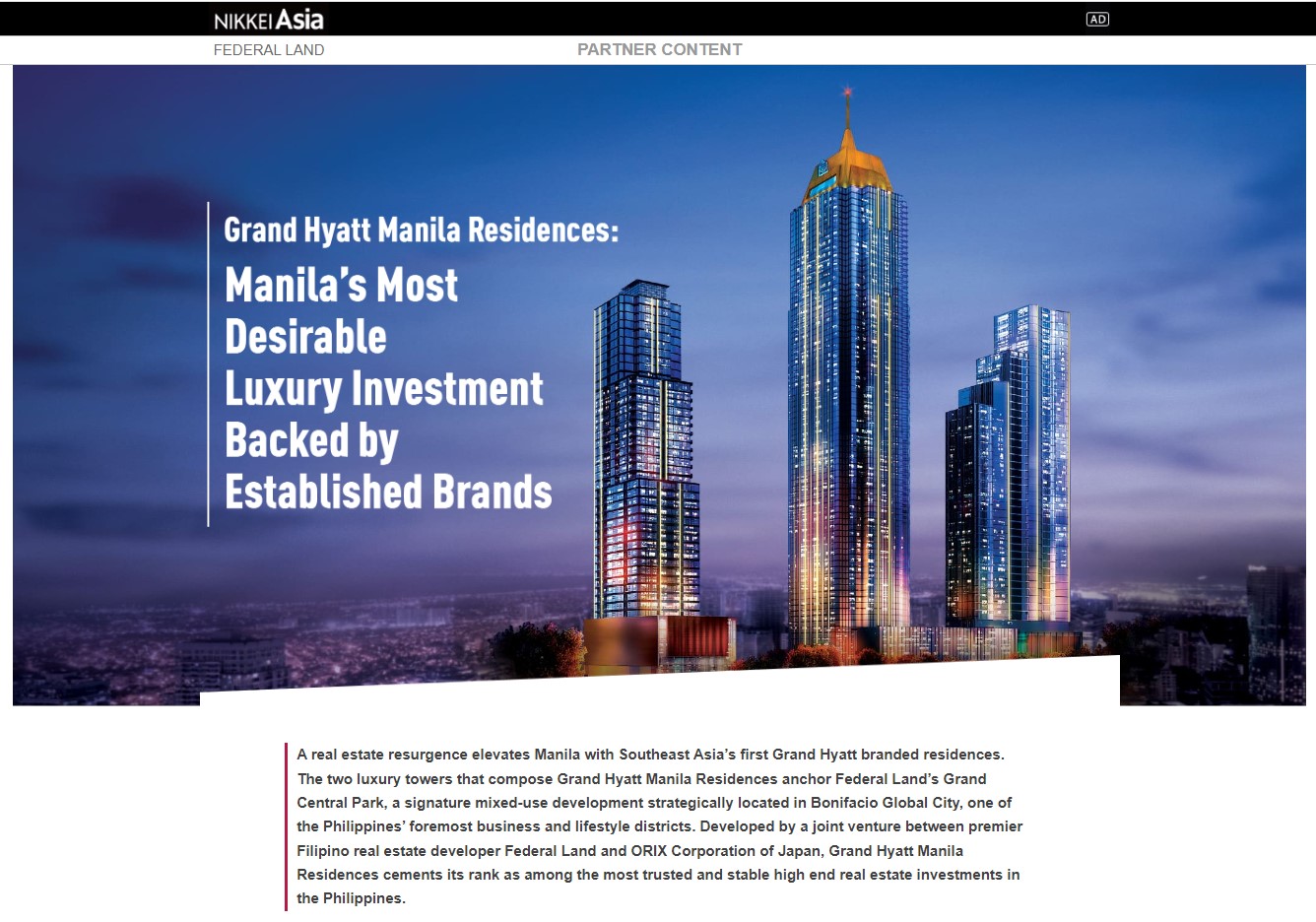 Promoting Luxury Living in Manila to Discerning Buyers and Investors in Asia