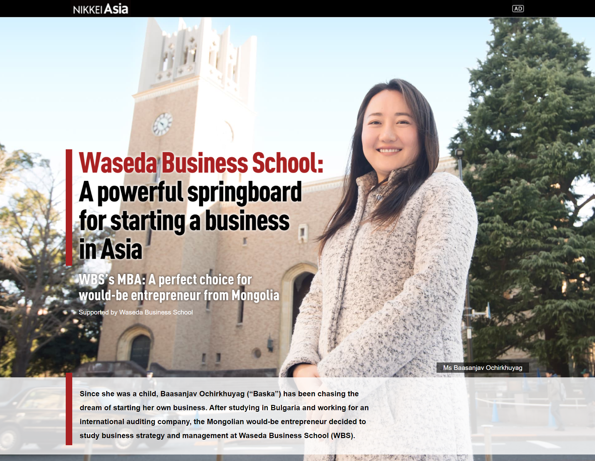 Appeal to potential students in Asia and Europe by introducing career development of a Mongolian graduate